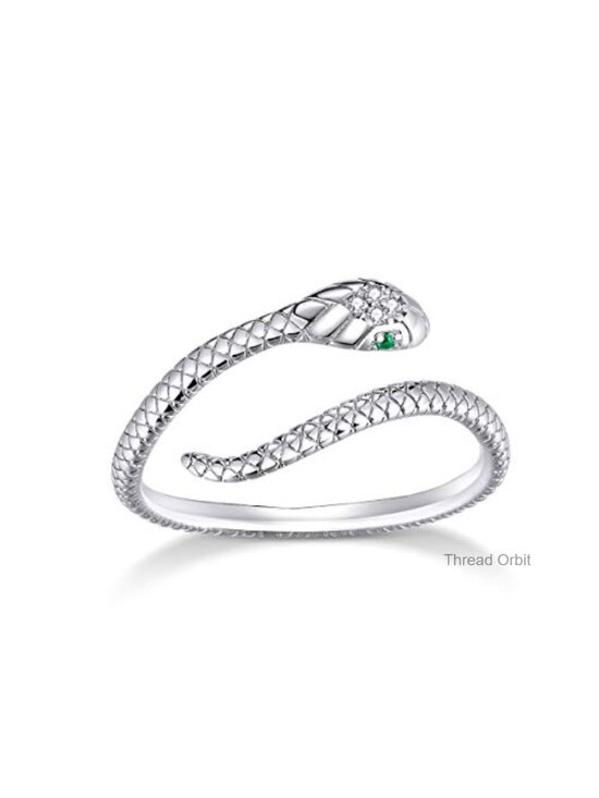 Jewelry - Adjustable Snake Rings for Women, Sterling Silver Statement Stackable Ring